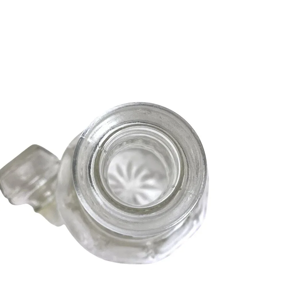 Vintage Pressed Glass Decanter with Stopper Criss Cross Grape Diamond Cut